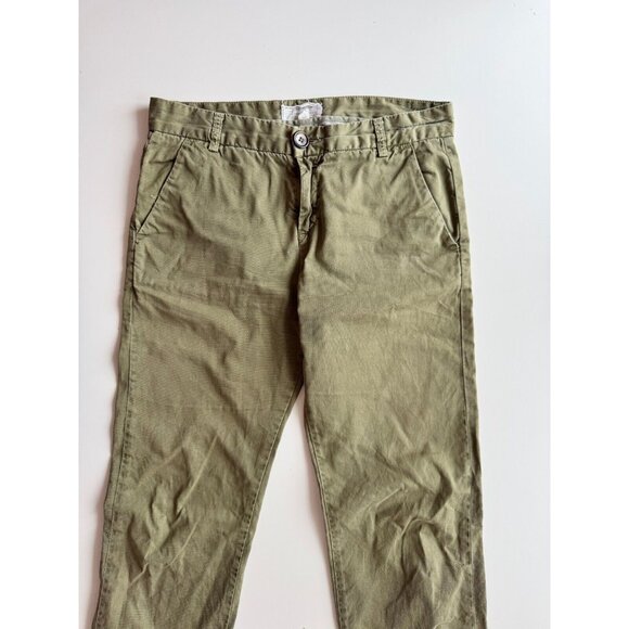 CURRENT/ELLIOTT The Captain Army Green Cotton Mid Rise Ankle Pants, Size 26 - Picture 2 of 12